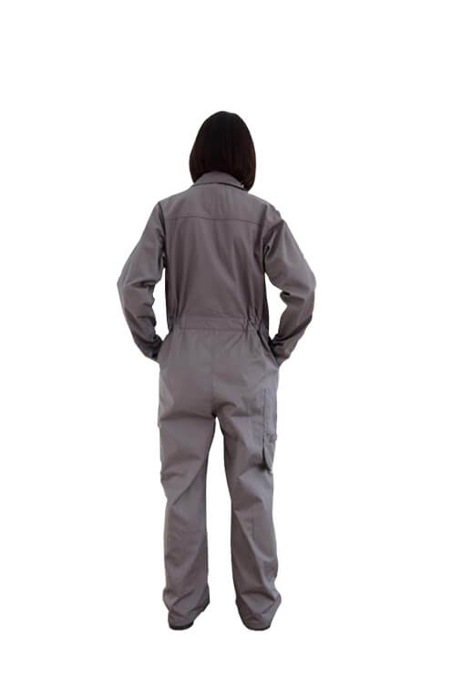 Classic Coverall | Greige With Navy Polka Dot Trim -SAMPLE