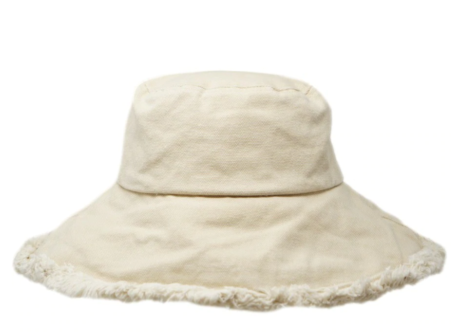 Fringed Bucket Hat- White